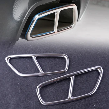 

CITALL 2pcs Stainless Rear Exhaust Throat Muffler Tail Pipe Strip Trim Cover Frame Bezel End Tip fit for BMW 5 Series 2018