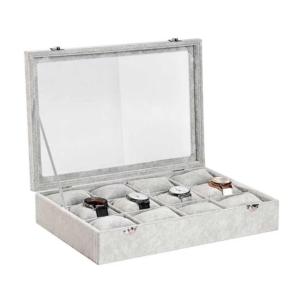 

Ice velvet 12 Grid Jewelry Watch Display Storage Gift Boxes Cylinder Black