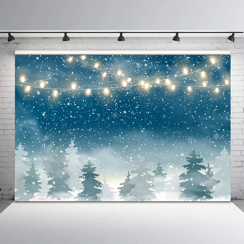 

NeoBack Winter Snowflake Jungle Photography Backdrops String Lights Natural Scenery Photo Props Studio Booth Background