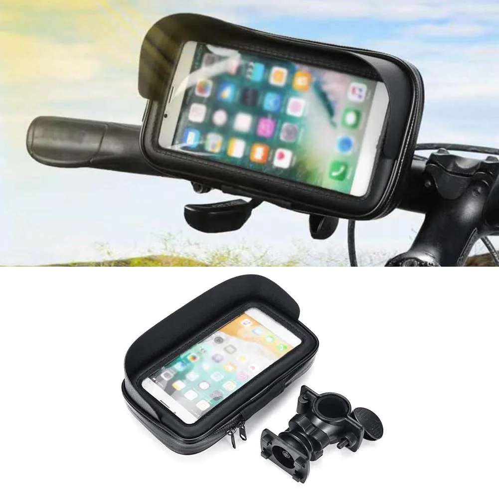 Electrónica GPS y accesorios Soporte para manillar de motocicleta de cuero con ventana transparente al agua para teléfono móvil GPS de 5 pulgadas mumnet.com