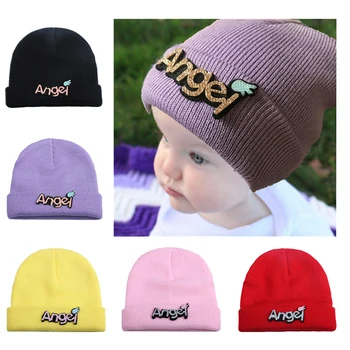 

New Solid Baby Hats Cotton Woolen Newborn Turban Beanie Warm Print Caps Soft Hat For Girls Boys Elastic Bonnet Autumn Winter