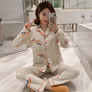 

Smmoloa Original Lazy Style Fake Flower Milk Silk Pajamas set for Women Spring Summer Women Sleepwear Set Doll