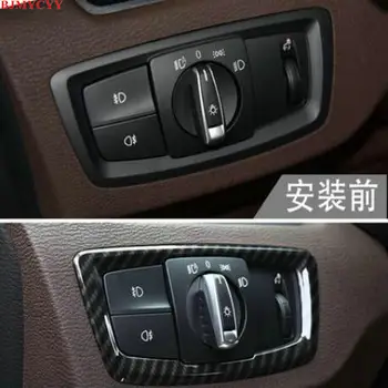 

BJMYCYY for BMW X1 F48 2016-2020 Automobile headlamp switch panel carbon fiber decorative frame