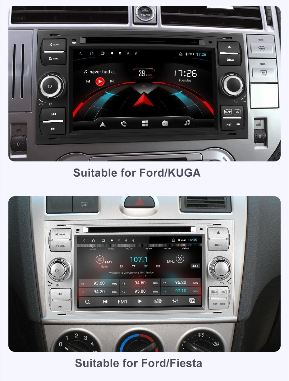 Sale Isudar H53 Car Multimedia Player GPS Android 2 Din For Ford/Mondeo/Focus/Transit/C-MAX/KUGA 8 Core RAM 4GB DVR Autoradio DSP DVD 3