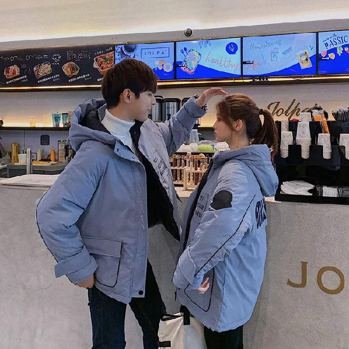 

2019 Autumn And Winter down Jacket Women's Short Loose-Fit BF Students Cotton-padded Clothes down Coat Fashion Couple Clothes Ar