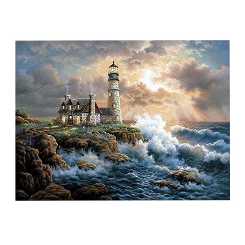 Diy 5d Diamond Art Painting Full Kits Seaside Scenery Crystal Rhinestone Embroidery Home Wall Decor Rhinestone Stickers Crystal Diamond Painting Cross Stitch Aliexpress