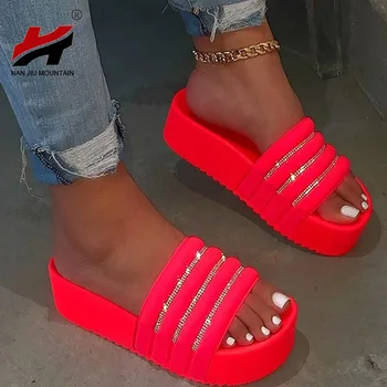 

NAN JIU MOUNTAIN 2020 women waterproof platform thick bottom PU slippers candy-colored beach sandals outdoor wild fashion ladies
