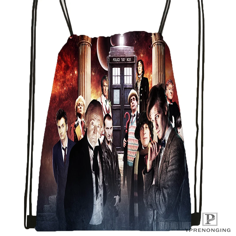 

Custom DOCTOR WHO Drawstring Backpack Bag Cute Daypack Kids Satchel (Black Back) 31x40cm#180531-04-73
