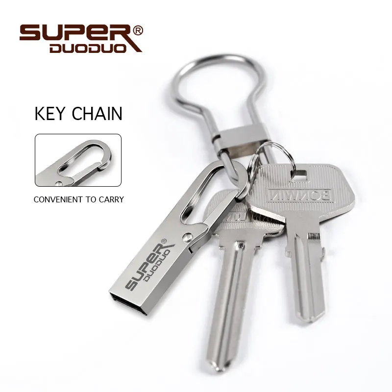 Hot Metal USB Flash Drive pendrive 128GB 64GB 32GB 16GB 8GB Memory stick pen drive with key ring can do Custom printing