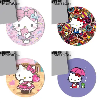 

MaiYaCa Hello Kitty cat Durable Rubber Mouse Mat Pad Game Carpet Mouse Pad round mouse Mat Anti Slip gaming Mousepad 22x22cm