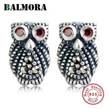 BALMORA серебро 925 пробы с милой совой серьги-гвоздики с животными для Для женщин девушке подарок серебряные серьги ювелирные изделия Brincos