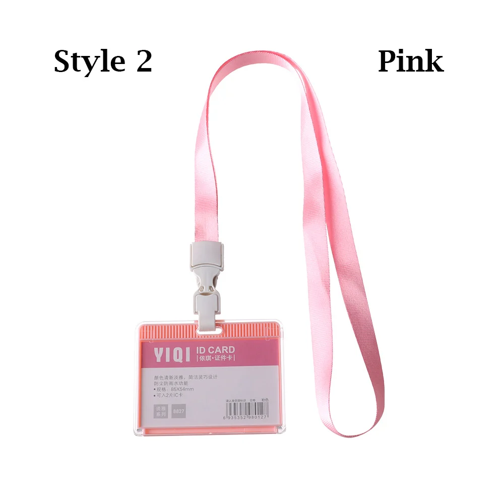 style 2-pink Унисекс Водонепроницаемый держатель для карт качество пластик ID/IC имя держатель для карт s с веревками ремешок для офиса компании работы значок работника - Цвет: style 2-pink