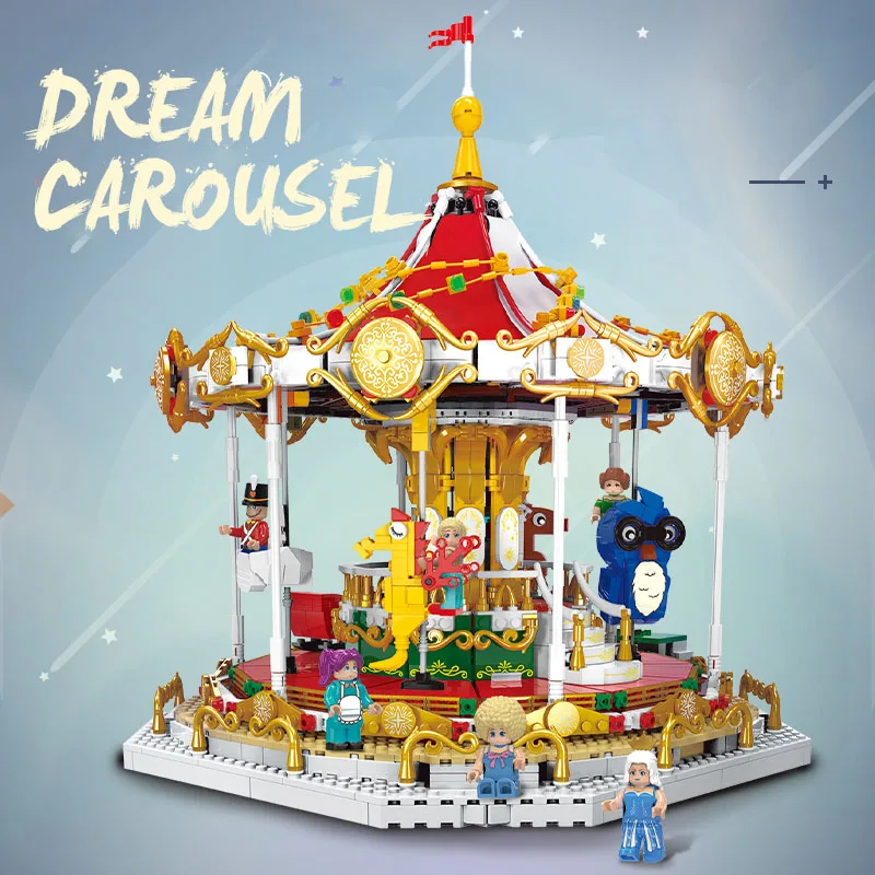 

Building Blocks Puzzle Series Dream Carousel Small Particles Building Blocks Princess Children Girls Puzzle Assembly Toys