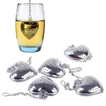 Ситечко для чая с ручкой из нержавеющей стали, чайный шар, кухонный гаджет для кофе, травы, специй, Чайный фильтр, диффузор в форме сердца, инструмент для заварки чая