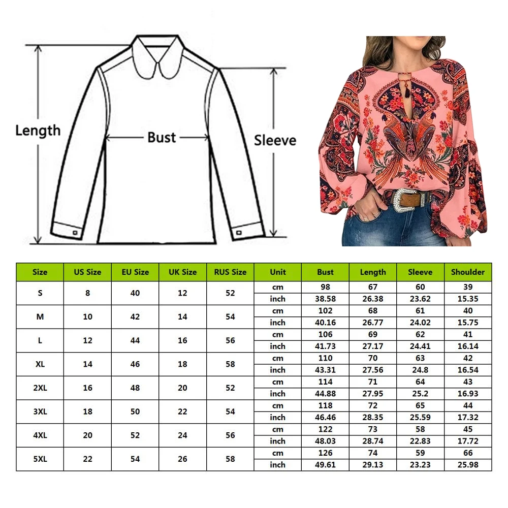 Красивая повседневная женская блузка с цветочным принтом, рукав-фонарик размера плюс, женские топы, блузки, свободные винтажные блузки Mujer De Moda