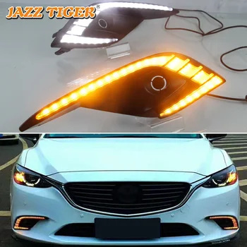 

JAZZ TIGER 2PCS Flowing Yellow Turn Signal Function Waterproof ABS Car DRL Lamp LED Daytime Running Light For Mazda 6 2017 2018