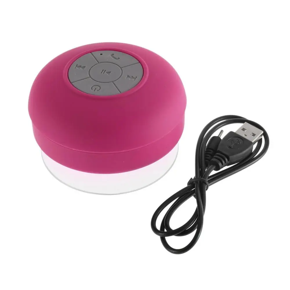 Портативный водонепроницаемый беспроводной bluetooth-колонка для автомобиля Handsfree принимать звонки, музыка всасывающий Микрофон компактный динамик коробка - Цвет: Розовый