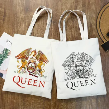 

Freddie Mercury Rock Music Band The Queen Handbags Custom Canvas Tote Bag Print Daily Use Reusable Travel Casual Shopping Bag