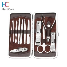 12 шт./лот маникюрный набор для ногтей набор педикюрный набор утилита педикюр, пинцет для выщипывания, Ножи уха Палочки для ногтей с Чехол