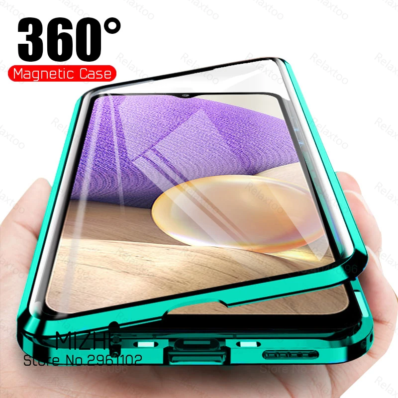 For Samsung A32 5g Case 360 Magnetic Flip Case For Samsung Galaxy A 32 A32 5g 32a Double Sided Tempered Glass Phone Covers Coque Mobile Phone Cases Covers Aliexpress