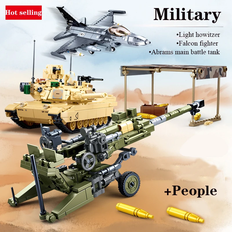 Многофункциональные строительные блоки F16C Falcon fighter светильник cannon crawler tank