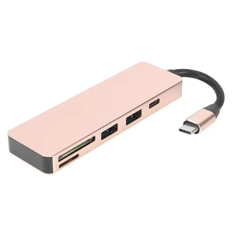ALLOYSEED 5 в 1 USB3.0 тип-c TF безопасный считыватель цифровых карт компьютерная периферийная USB-C концентратор конвертер аксессуары - Цвет: Gold