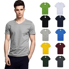 Однотонные повседневные мужские футболки, летние новые мужские футболки с v-образным вырезом и коротким рукавом, мужские модные тренды, Мужская футболка для фитнеса