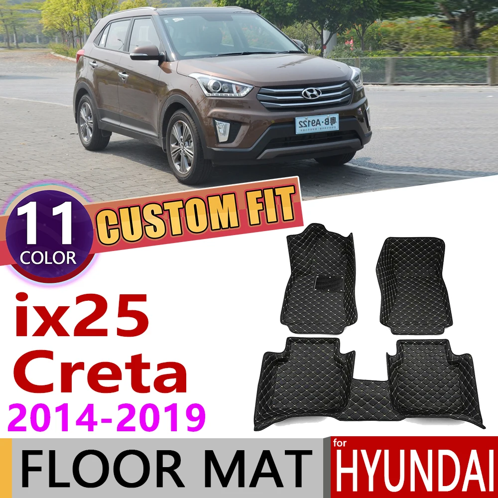 Пользовательские автомобильные кожаные Коврики для Hyundai ix25 Creta Cantus 2014 ~ 2019 5 мест
