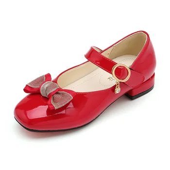

Girls Princess Shoes 2020 Spring Autumn Female Children Birthday Party Shoes Soft Bottom Bow-Knot Kids High Heels Leather Shoes