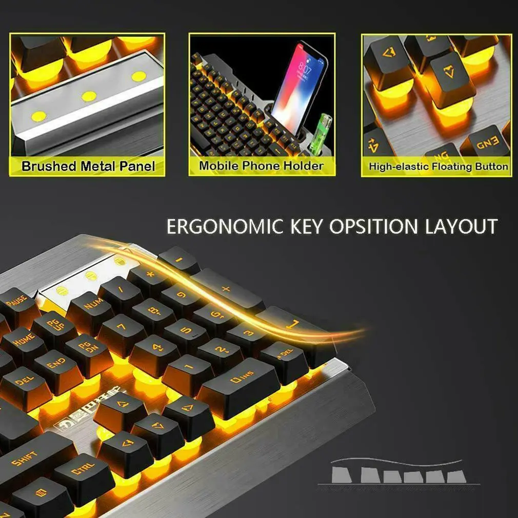 K670 Беспроводная перезаряжаемая игровая клавиатура+ мышь, набор, светодиодный, с подсветкой, механический, на ощупь, USB клавиатуры, комбинированные мыши