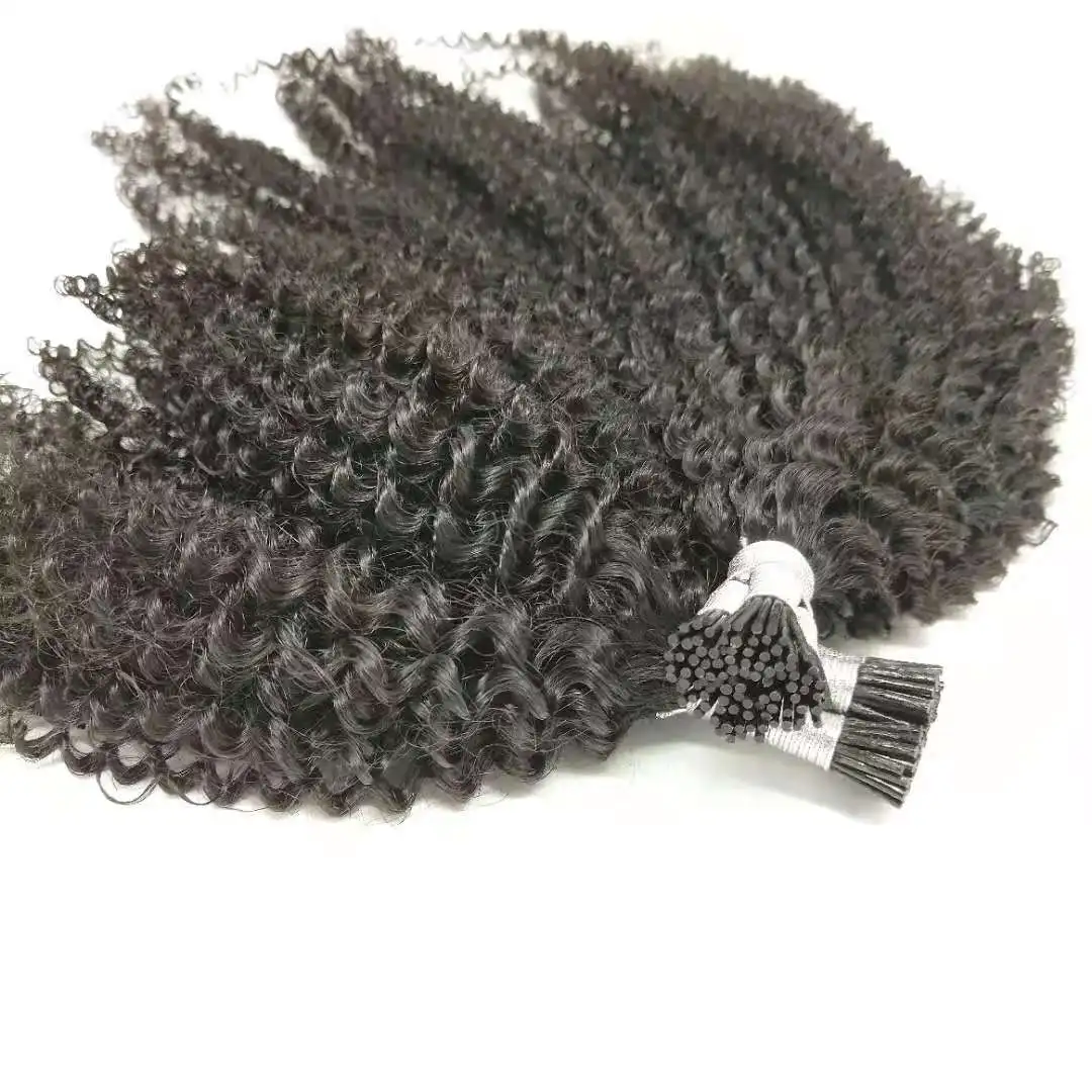 Bluelucky High Quality One Donor Natural Black Virgin Remy I Tip Hair Extension