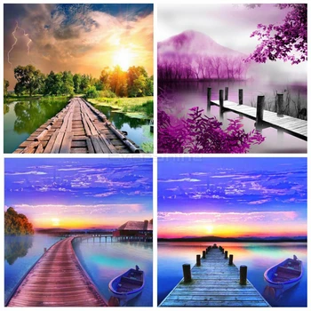 

EverShine Diamond Painting 5D Full Square Landscape Diamond Embroidery Bridge Rhinestones Art Cross Stitch Gift Home Decor