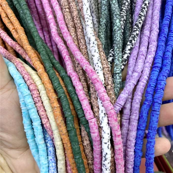 

16inch 6x1mm Two-Tone Color Flat Round Polymer Clay Beads Loose Spacers Mix Vinyl Disc Beads for DIY Jewelry Making Bracelet