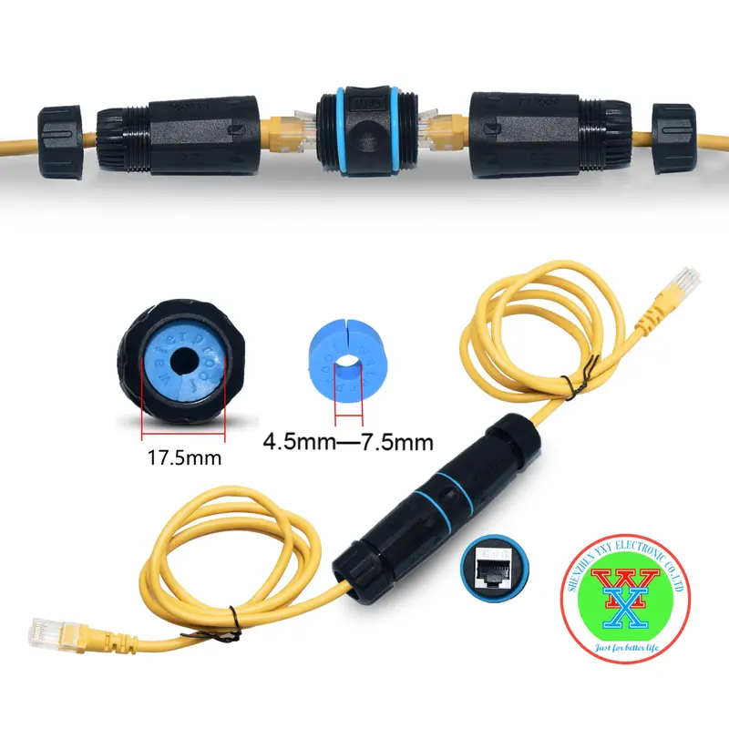 YXY IP68 RJ45 Outdoor CAT6 STP Waterproof Connector Nylon PA66 Rubber Ring Material - Image 3