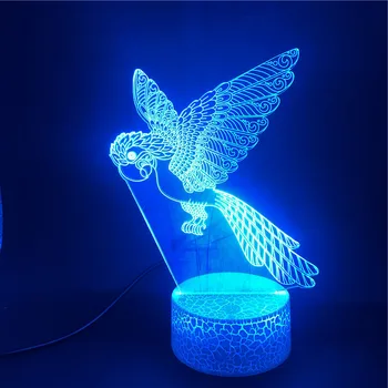 

Rio Adventure The Parrot Blu 3D Lamp The Alarm Clock Base Atmosphere Pretty Gift Battery Powered Usb Led Night Light Lamp