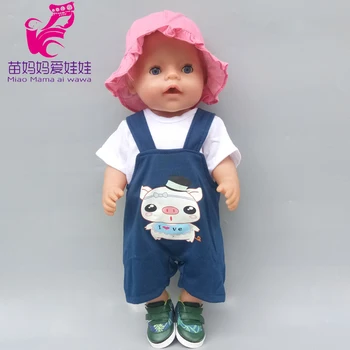 

for 18 inch Baby dolls strip T shirt +Jeans skirt fit for 45cm girls doll dress sets
