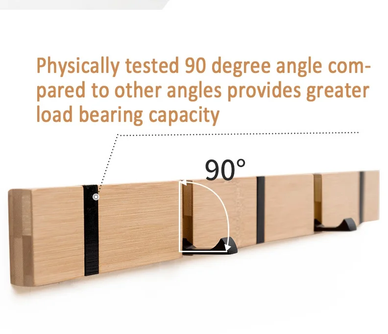 Складной крючок для пальто, бамбуковый настенный крючок без сверления, дверная вешалка, беззеркальная шляпа, вешалка для одежды для прихожей, спальни, кухни, офиса