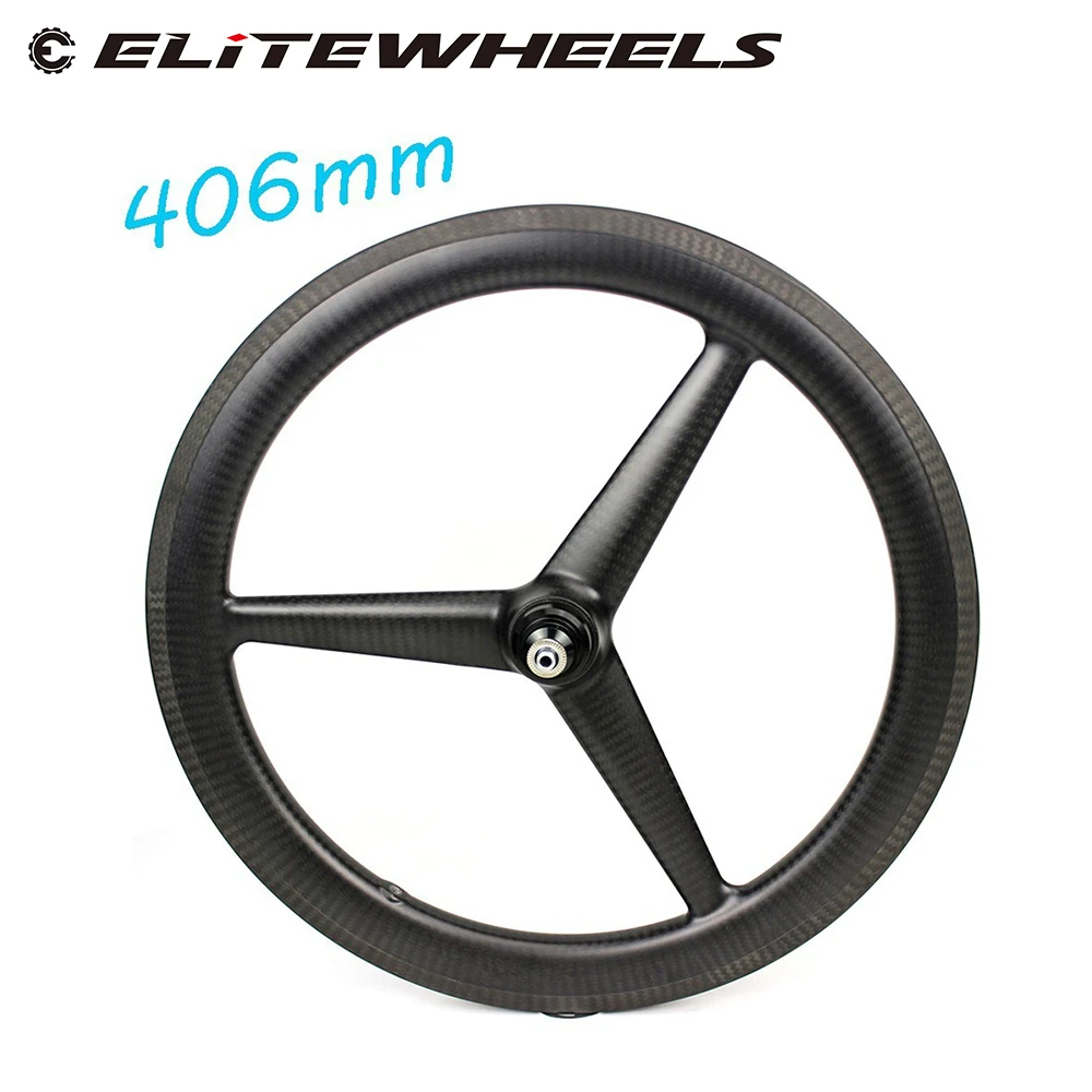 ELITEWHEELS трехспицевый клинчер 406 мм углеродная колесная установка BMX Foding