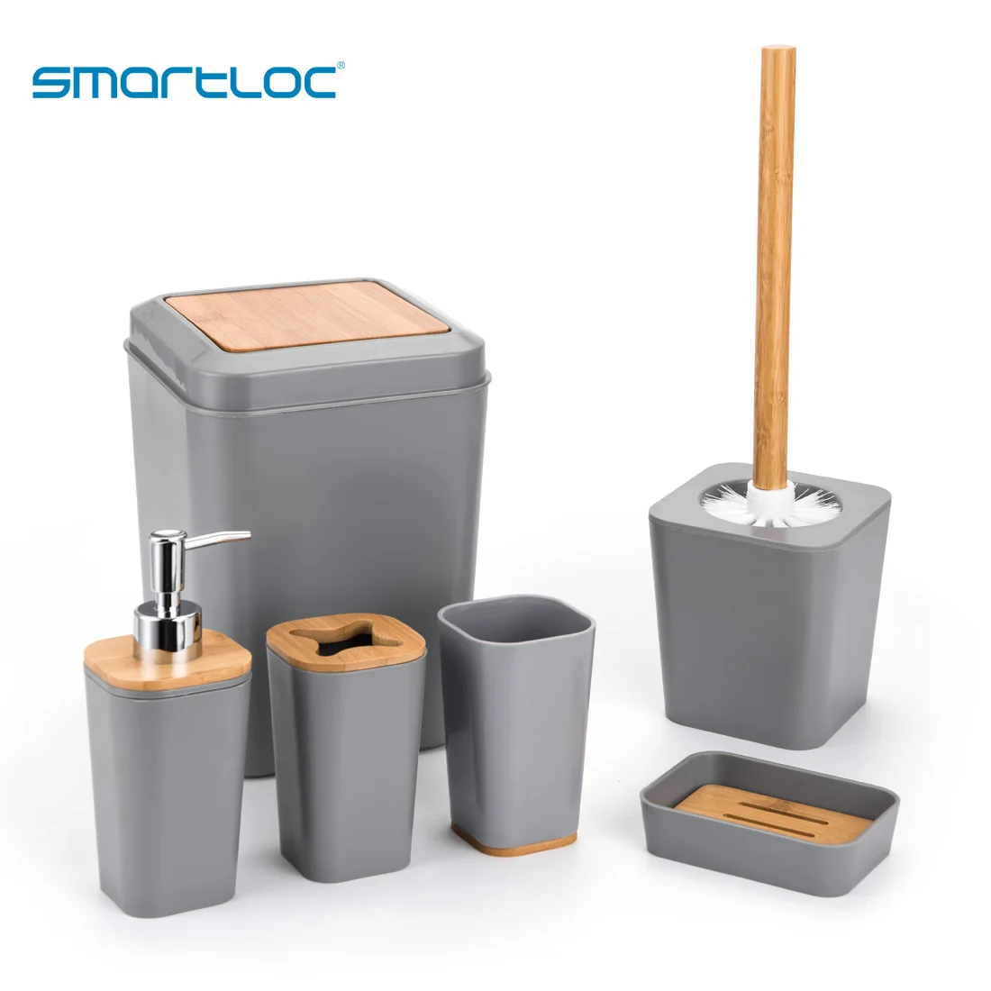 Smartloc 6 Pieces Plastic Bathroom Accessories Set Toothbrush Holder Toothpaste Dispenser Case Soap Box Toilet Shower Storage Bathroom Accessories Sets Aliexpress