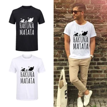 Эффектная футболка с изображением короля льва акуны Матата, Мужская футболка размера плюс Ulzzang Tumblr, Повседневная Уличная одежда, белая и черная футболка, топы