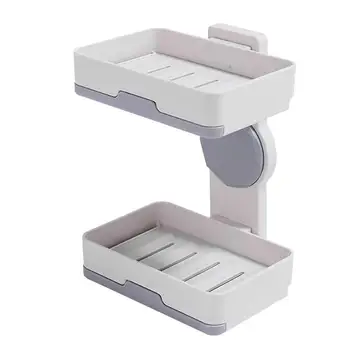 

Creative Soap Holder Draining Soaps Storage Box Organizer Double Layer Self-Adhesive Soap Container Bathroom Accessories