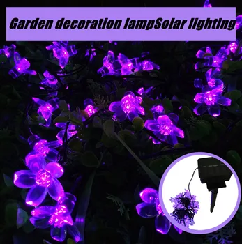 

50 LED Solar Decoration Garden String Flower Lights Flower Garland Battery Powered LED String Fairy Lights Crystal For Wedding