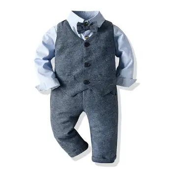 

Keelorn Boys Gentleman Clothing Set Cotton Long Sleeve Bowtie Shirt Waistcoat Pants 3Pcs Suit Kids Boy Casual Clothes Set