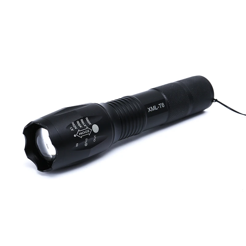 Классический черный Портативный 5000 люменов XML T6 Zoom прожектор Светодиодный фонарь Охотничий Тактический фонарь 18650 фонарик