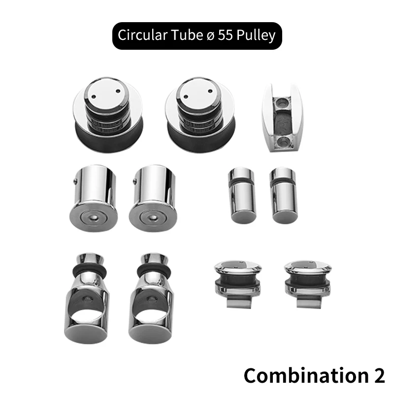 1 комплект Серебряная нержавеющая сталь круглая/квадратная трубка душевая дверь ролик Оборудование Набор для раздвижной стеклянной двери душевая кабина комната - Цвет: 55mm-round-pulley