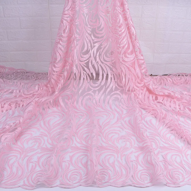 Чистая белая африканская кружевная ткань Высококачественная кружевная французская шелковая ткань молочного цвета нигерийская кружевная ткань с блестками для свадебного платья Y173