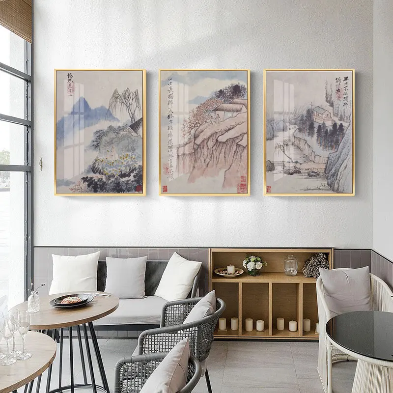 

Vintage Landscape Art Canvas Painting Chinese Style art Posters Scroll Painting Hang Decor Wall Tapestry Home Living Room Decor