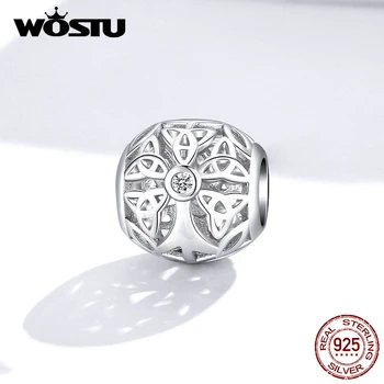 

WOSTU Real 925 Sterling Silver Life Tree Round Charm Bead Fit Original Bracelet Pendant For Women Silver Wedding Jewelry FNC139