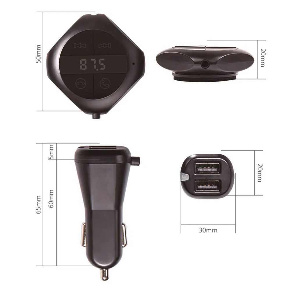1 шт. Bluetooth приемник автомобильный комплект с двумя портами USB Автомобильное зарядное устройство и Магнитная база для IOS Android и т. д. смартфонов планшета