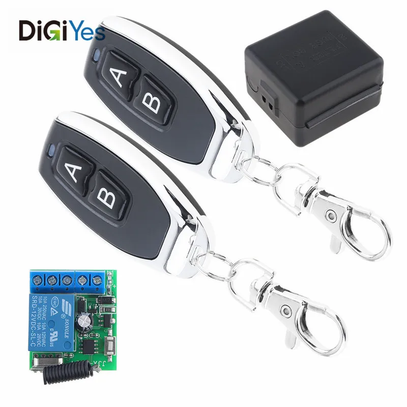 

433Mhz Universal Wireless Remote Control Switch DC 12V 1CH with 2 Transmitter for Lighting and Electromechanical Equipment